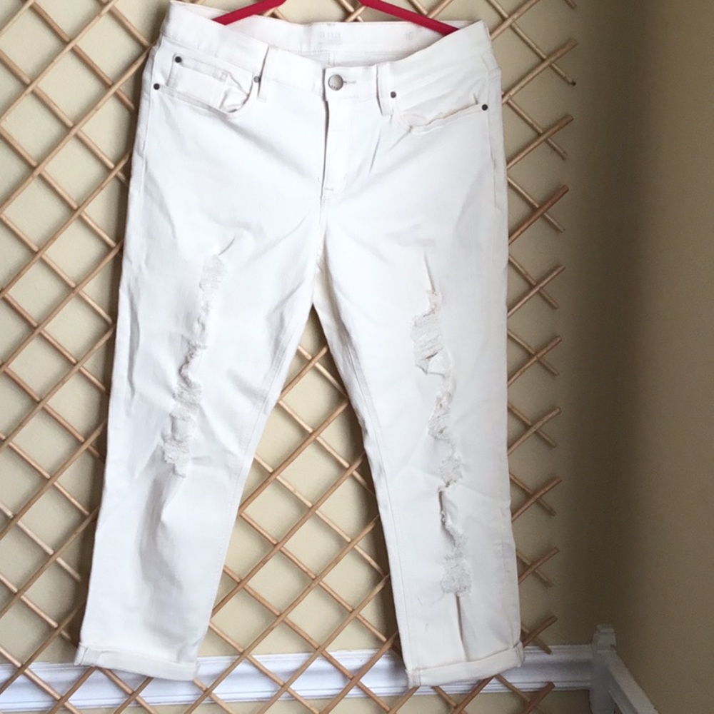 a.n.a. Jeans, size 10 stone color w/distress on front,